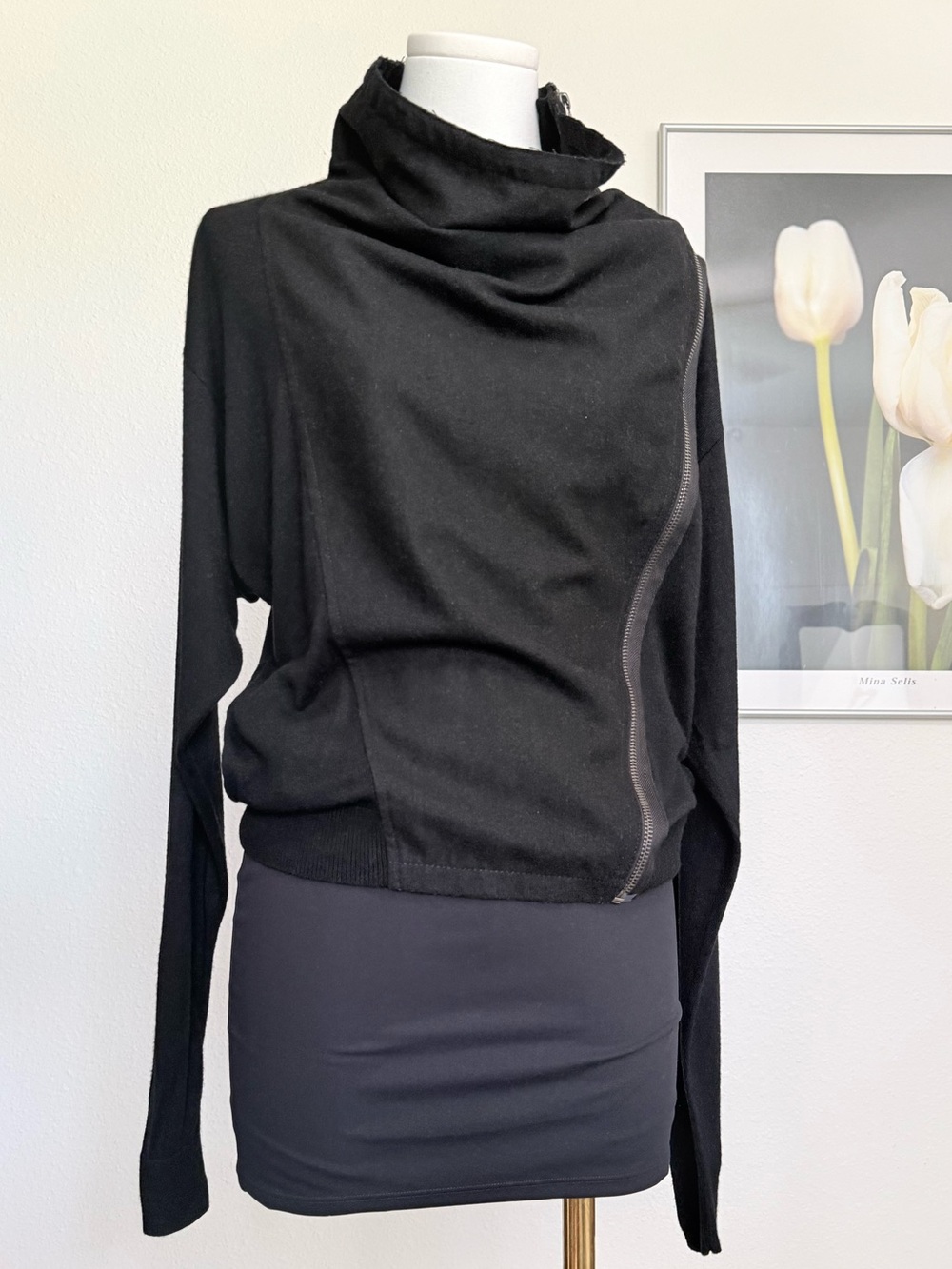 Diesel Funnel Neck Asymmetrical Zip Long Sleeve Knit Indie Sleaze Neo Grunge